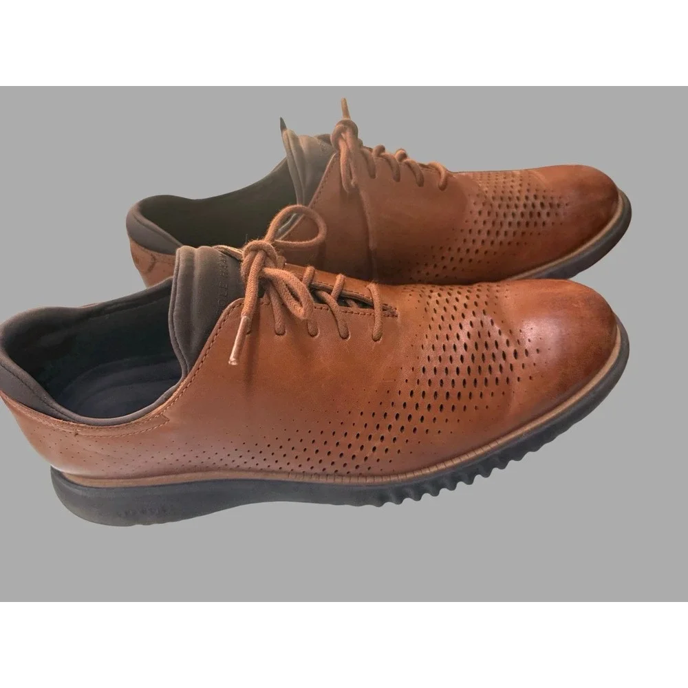 Cole Haan Original Grand Wingtip Oxford Brown Leather Shoes Men's 13D Perforated